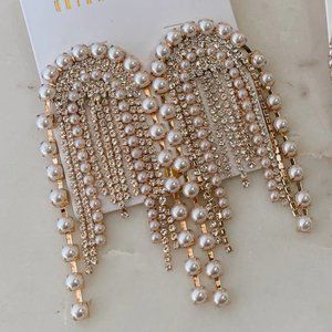 Untamed Petals Valencia Gold & Pearl Statement Bridal Earrings